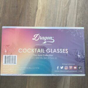 Dragon Glassware Cocktail Glasses 8oz Set of Two - The Aura Collection